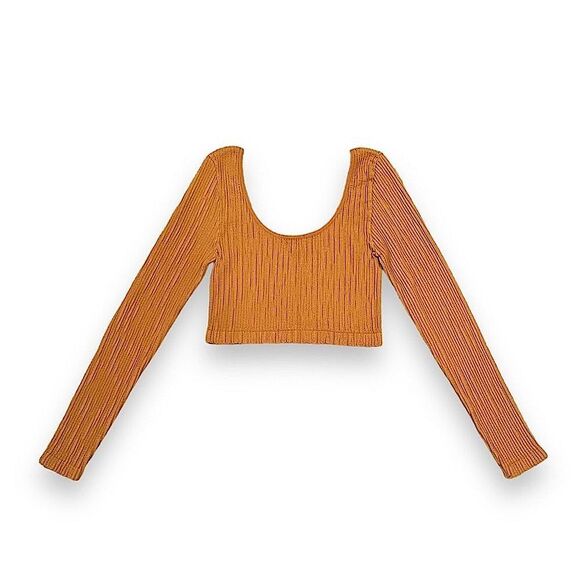 Forever 21 Orange Long Sleeves Cropped Top M/L - Picture 6 of 8